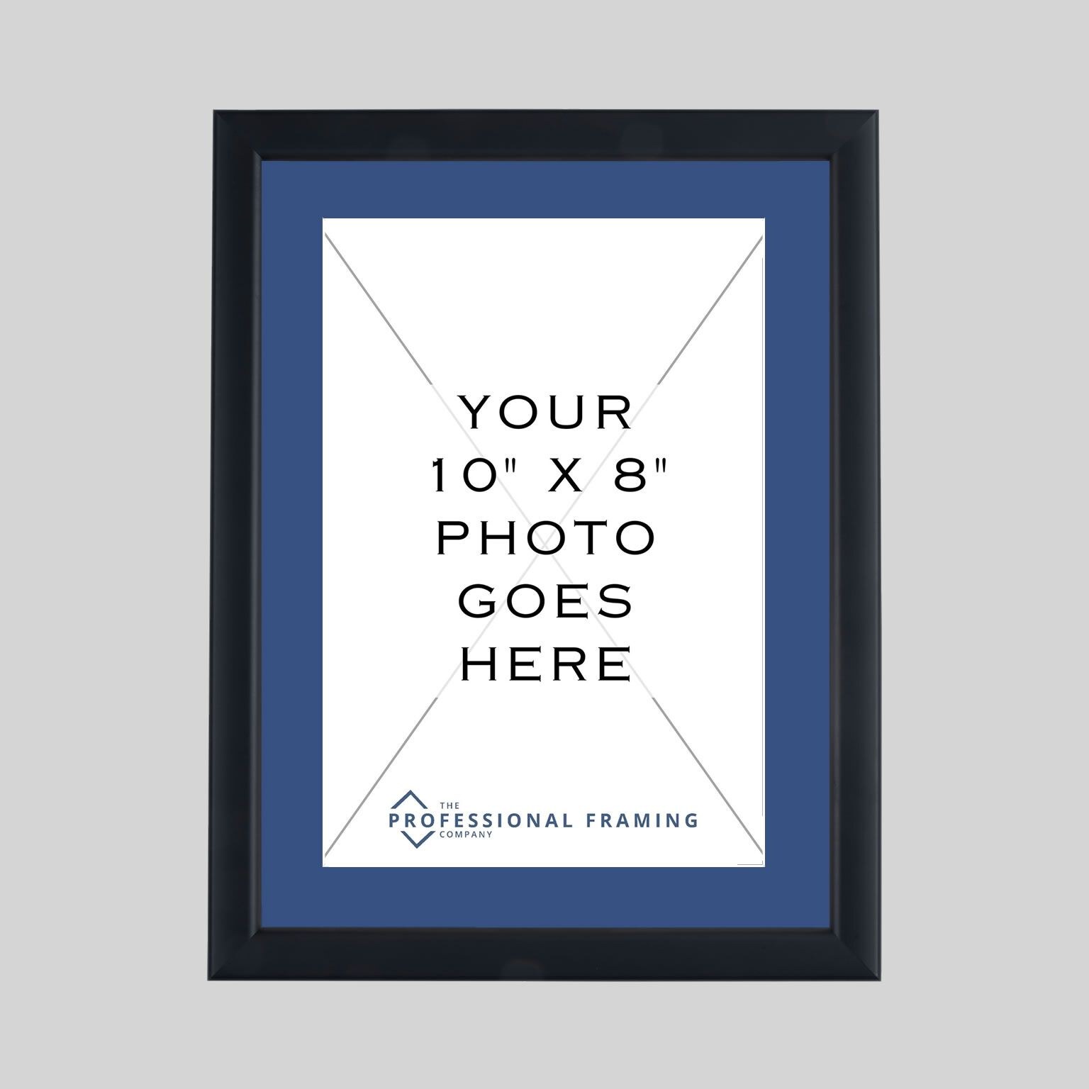 10x8-con-p-sw12 10in x 8in Contemporary Matt Black photo frame with Royal Blue mount