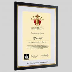 Alternative view of The Arts University Bournemouth graduation certificate Frame