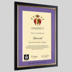 Alternative view of University of the Arts London graduation certificate Frame