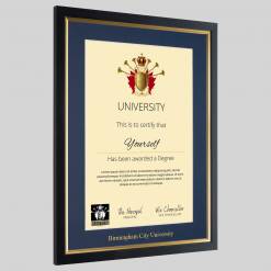 Alternative view of Birmingham City University graduation certificate Frame