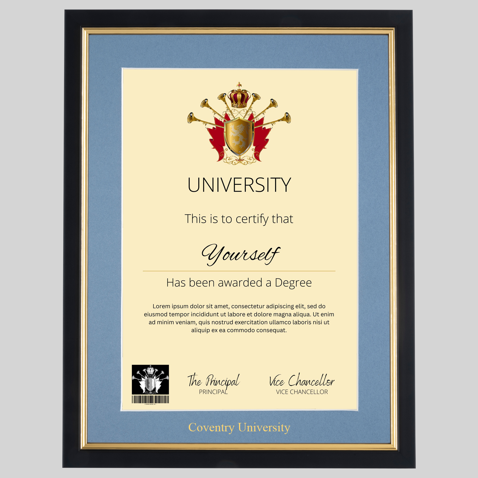 cov-bg-1536x1536 Coventry University A4 graduation certificate Frame in Black and Gold