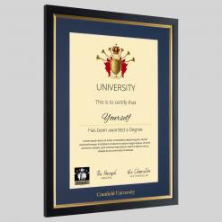 Alternative view of Cranfield University graduation certificate Frame