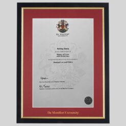 De Montfort University graduation certificate Frame