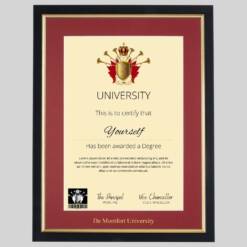 De Montfort University graduation certificate Frame