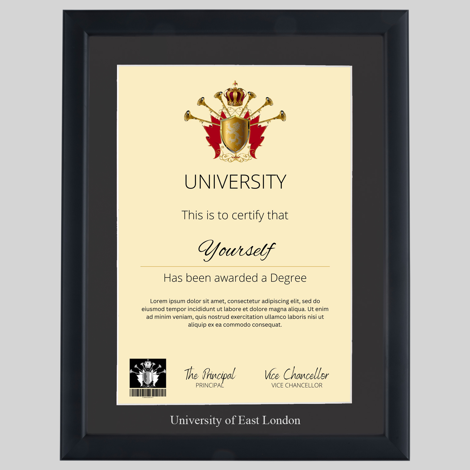 eastlond-con-1536x1536 University of East London A4 graduation certificate Frame in Contemporary