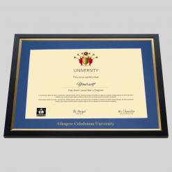 Alternative view of Glasgow Caledonian University graduation certificate Frame