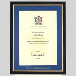 University of Gloucestershire graduation certificate Frame