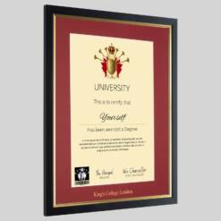 Alternative view of Kings College London graduation certificate Frame