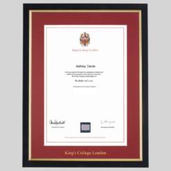 Alternative view of Kings College London graduation certificate Frame