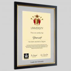 Alternative view of Leeds Arts University graduation certificate Frame