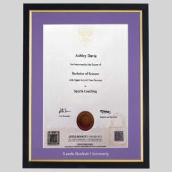 Leeds Beckett University graduation certificate Frame