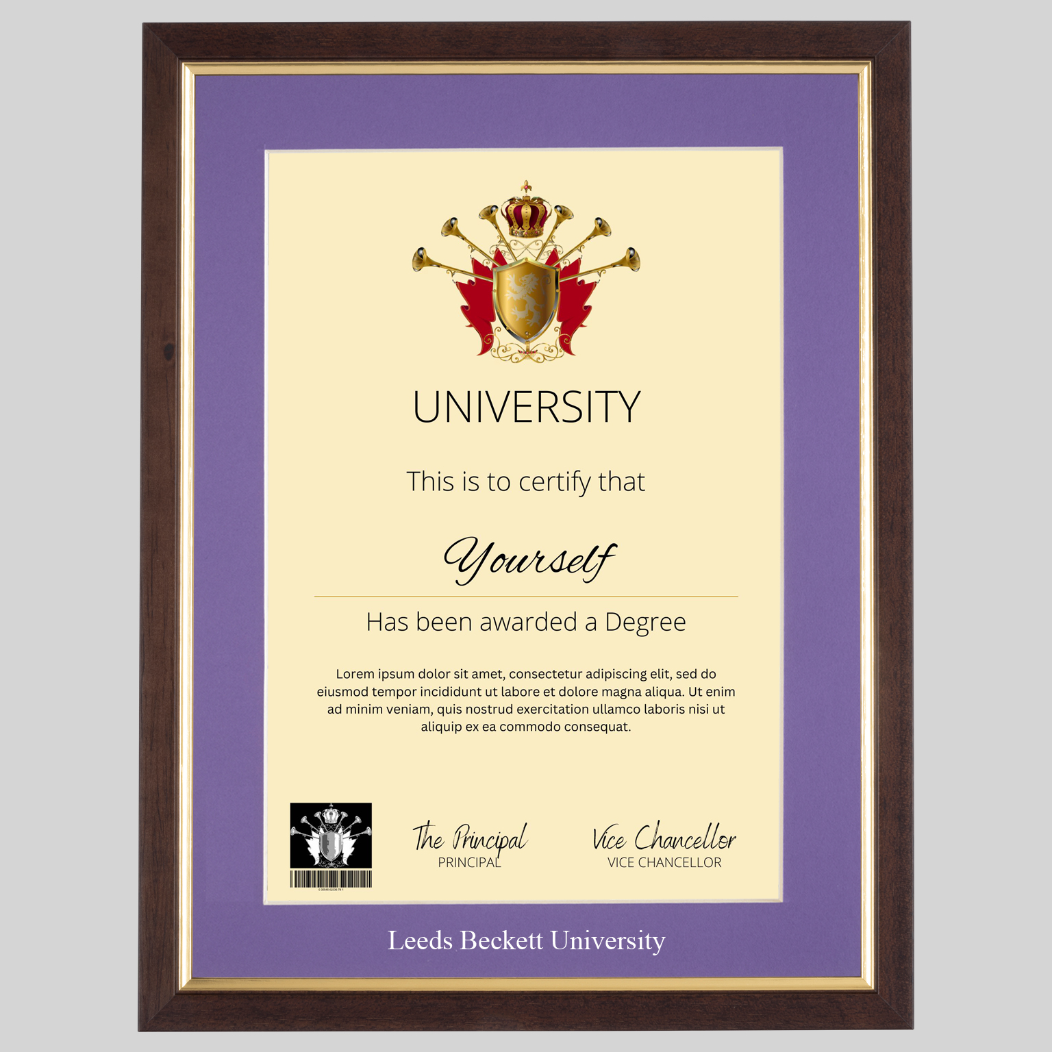 ldsbeck-tg-1536x1536 Leeds Beckett University A4 graduation certificate Frame in Teak and Gold