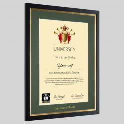 Alternative view of University of Leeds graduation certificate Frame