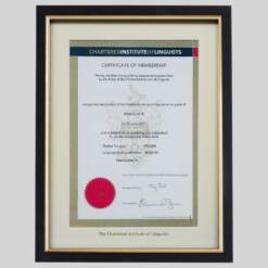 Chartered Institute of Linguistics certificate frame