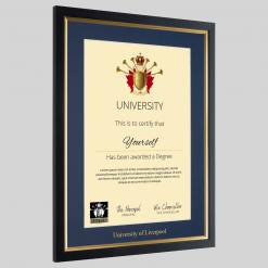 Alternative view of University of Liverpool graduation certificate Frame