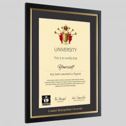 Alternative view of London Metropolitan University graduation certificate Frame