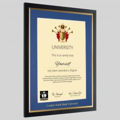 Alternative view of London South Bank University graduation certificate Frame