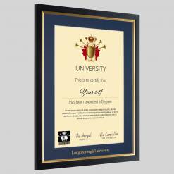 Alternative view of Loughborough University graduation certificate Frame