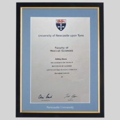 Alternative view of Newcastle University graduation certificate Frame
