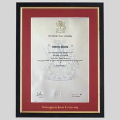 Nottingham Trent University graduation certificate Frame