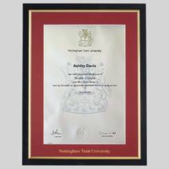 Alternative view of Nottingham Trent University graduation certificate Frame