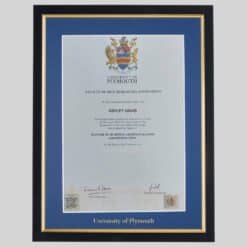 University of Plymouth graduation certificate Frame