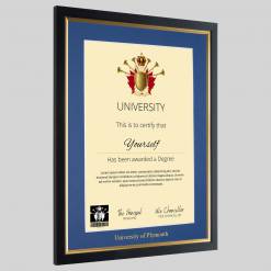 Alternative view of University of Plymouth graduation certificate Frame