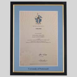 University of Portsmouth graduation certificate Frame