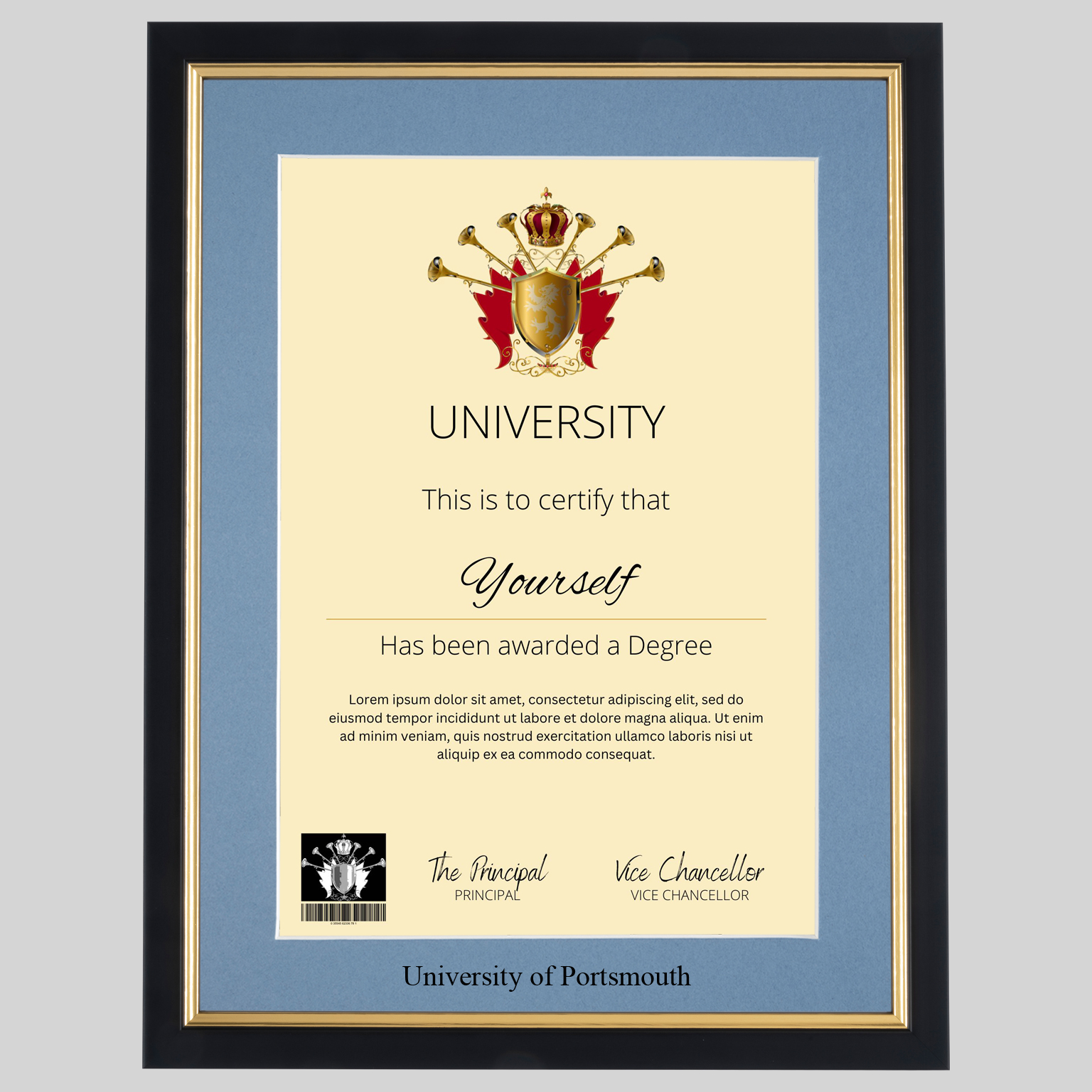 ports-bg-1536x1536 University of Portsmouth A4 graduation certificate Frame in Black and Gold