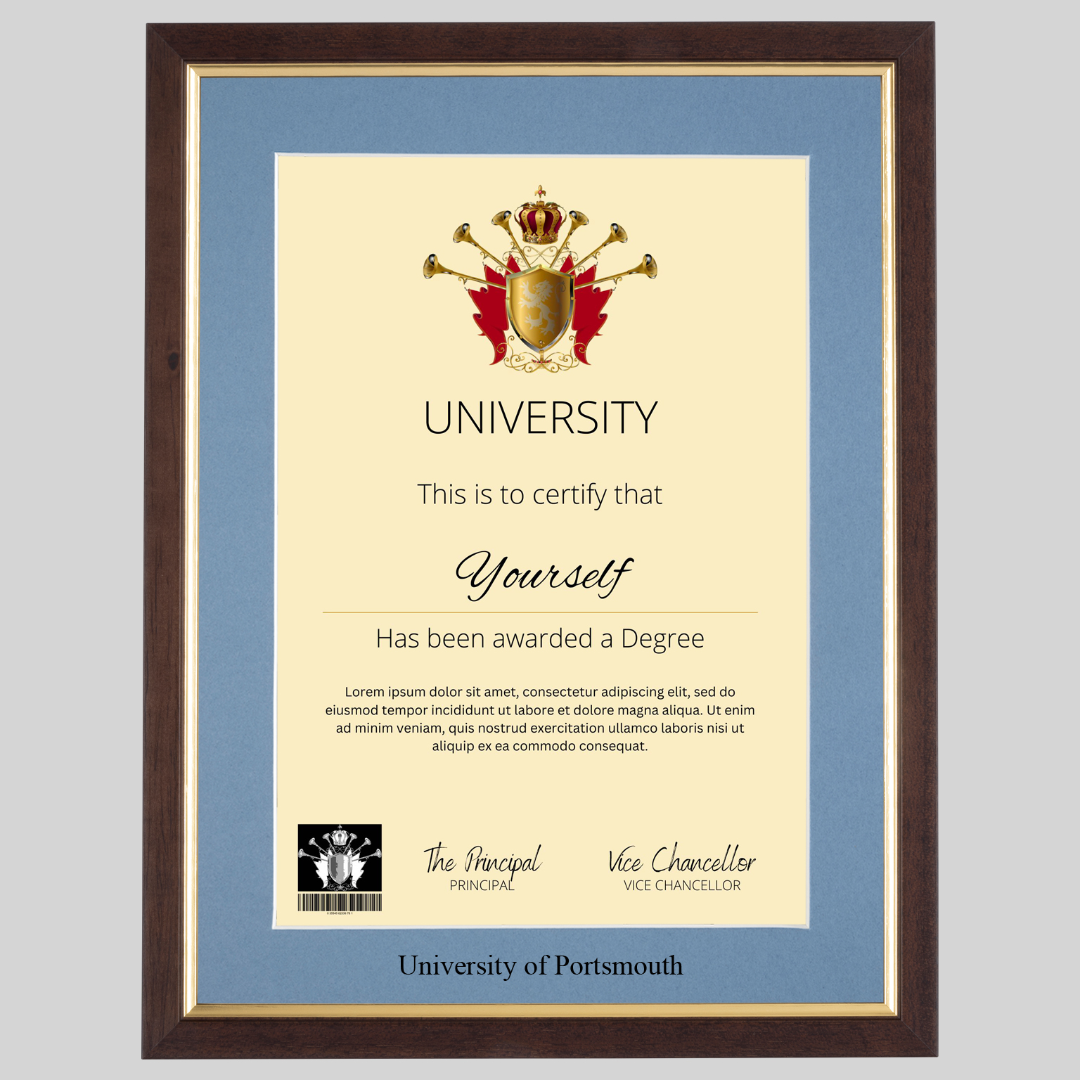 ports-tg-1536x1536 University of Portsmouth A4 graduation certificate Frame in Teak and Gold