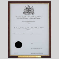 Royal College of Surgeons of England – Faculty of General Dental Practice UK certificate frame
