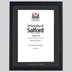 Alternative view of University of Salford graduation certificate Frame