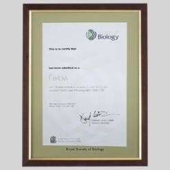 Royal Society of Biology certificate frame