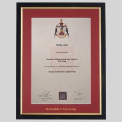 Staffordshire University graduation certificate Frame
