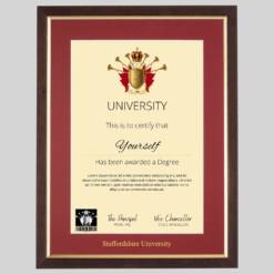 Alternative view of Staffordshire University graduation certificate Frame