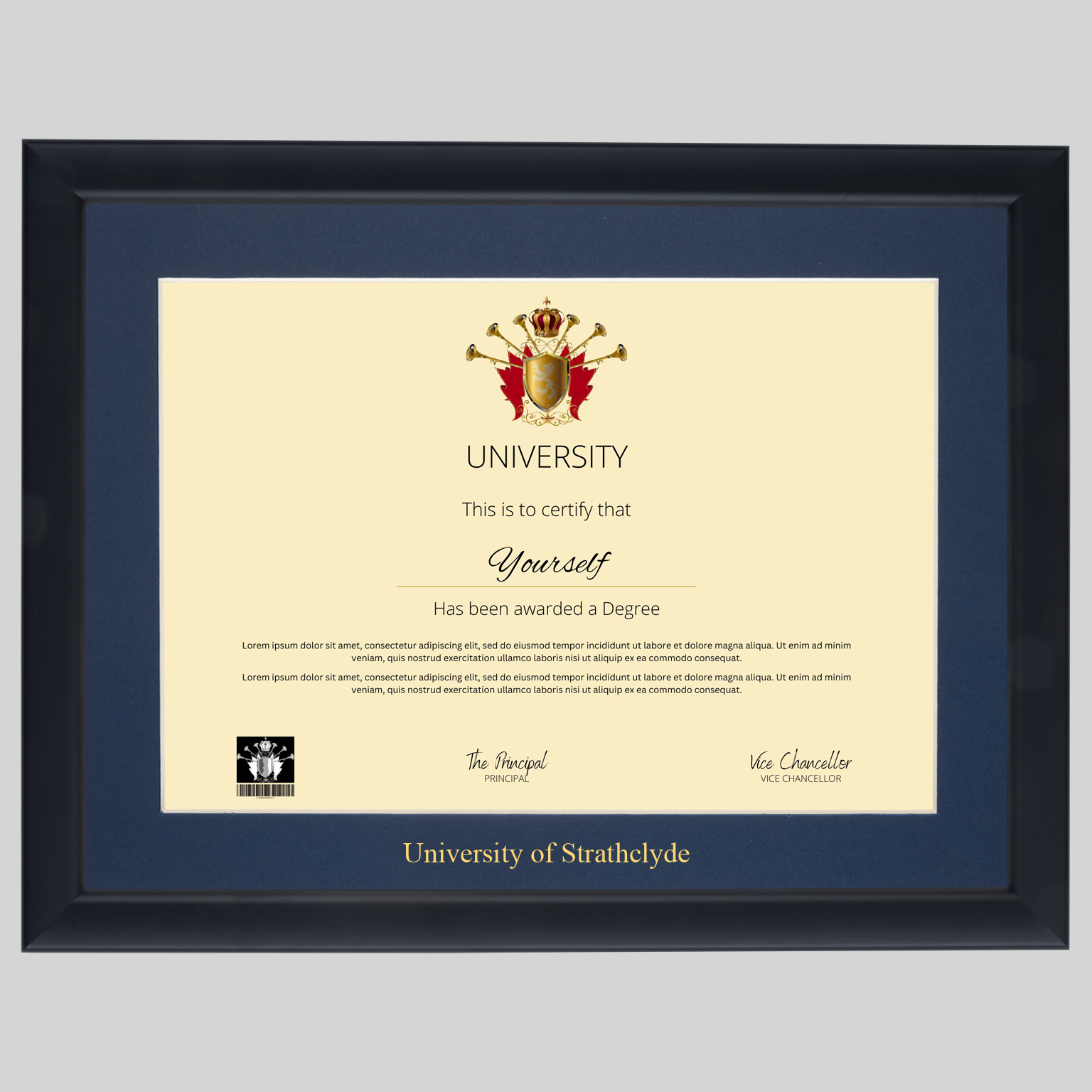 strath-con-1536x1536 University of Strathclyde A4 graduation certificate Frame in Contemporary
