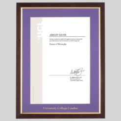 Alternative view of University College London graduation certificate Frame