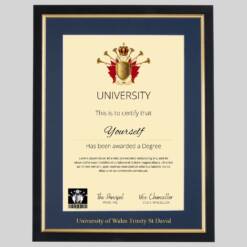 University of Wales Trinity St David graduation certificate Frame