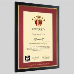 Alternative view of University of the West of England graduation certificate Frame