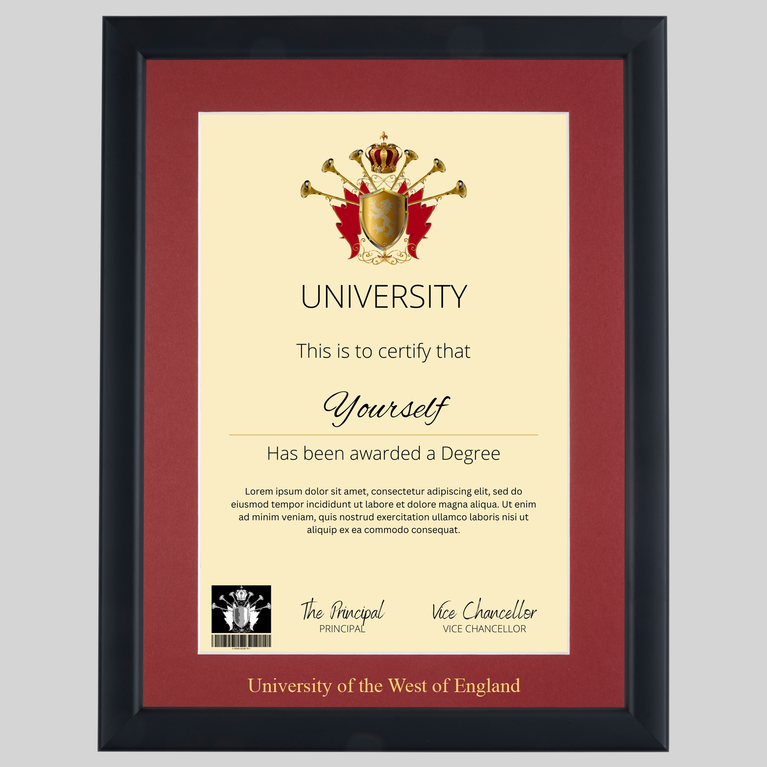 westeng-con-1536x1536 University of the West of England A4 graduation certificate Frame in Contemporary