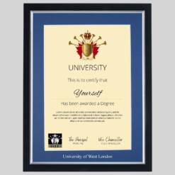 University of West London graduation certificate Frame