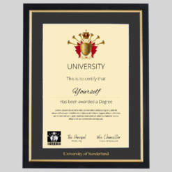 Alternative view of University of Sunderland graduation certificate Frame
