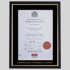 Chartered Institute of Management Accountants (CIMA/CGMA) certificate frame