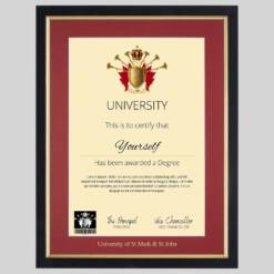University of St Mark & St John certificate frame