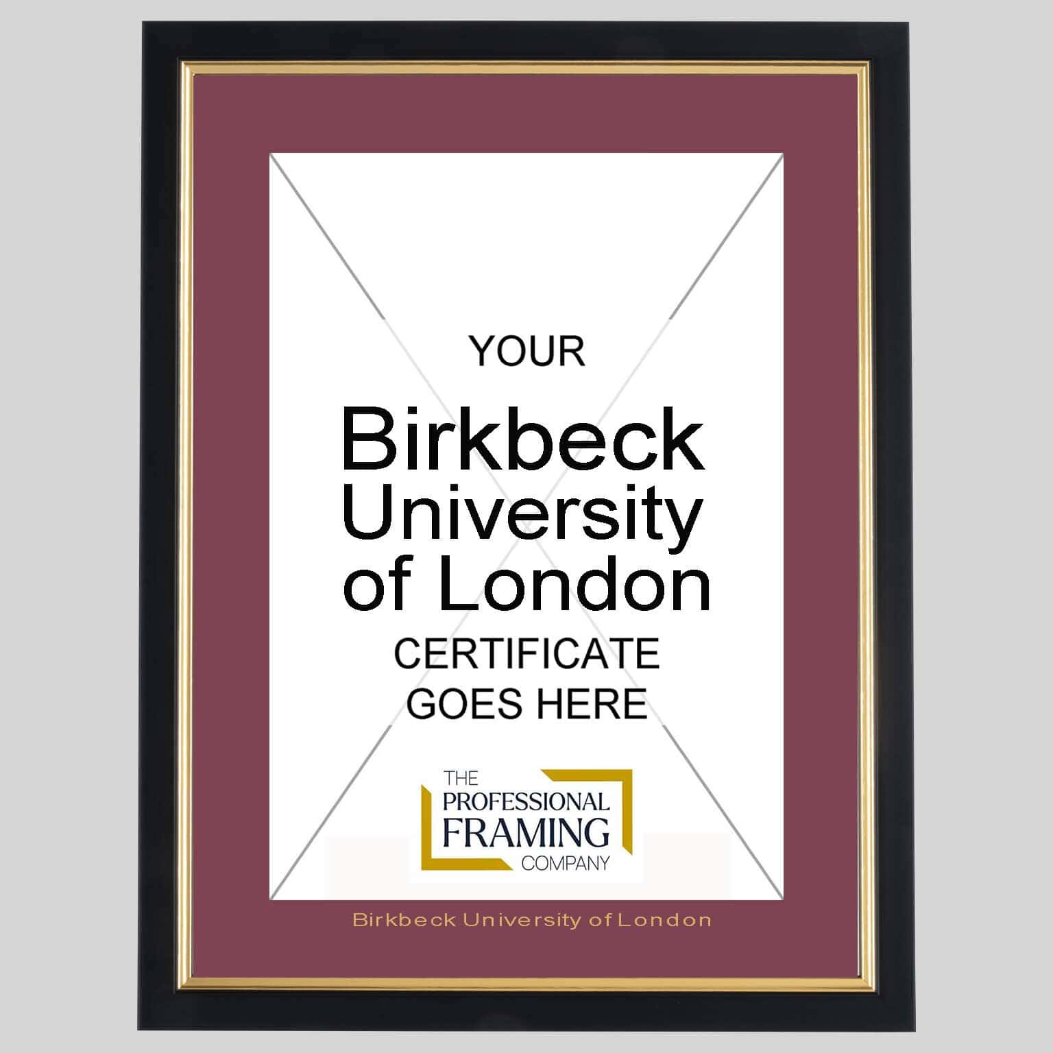 Birkbeck University Of London Black and Gold A4 Certificate Frame Birkbeck University Of London Black and Gold A4 Certificate Frame
