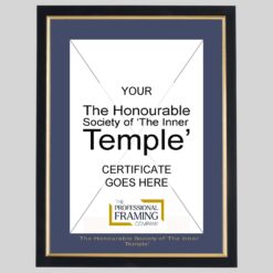 The Honourable Society Of 'The Inner Temple' Black and Gold A4 Certificate Frame