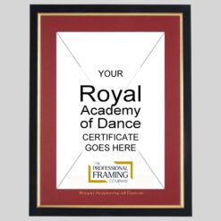 Royal Academy Of Dance Black and Gold A4 Certificate Frame