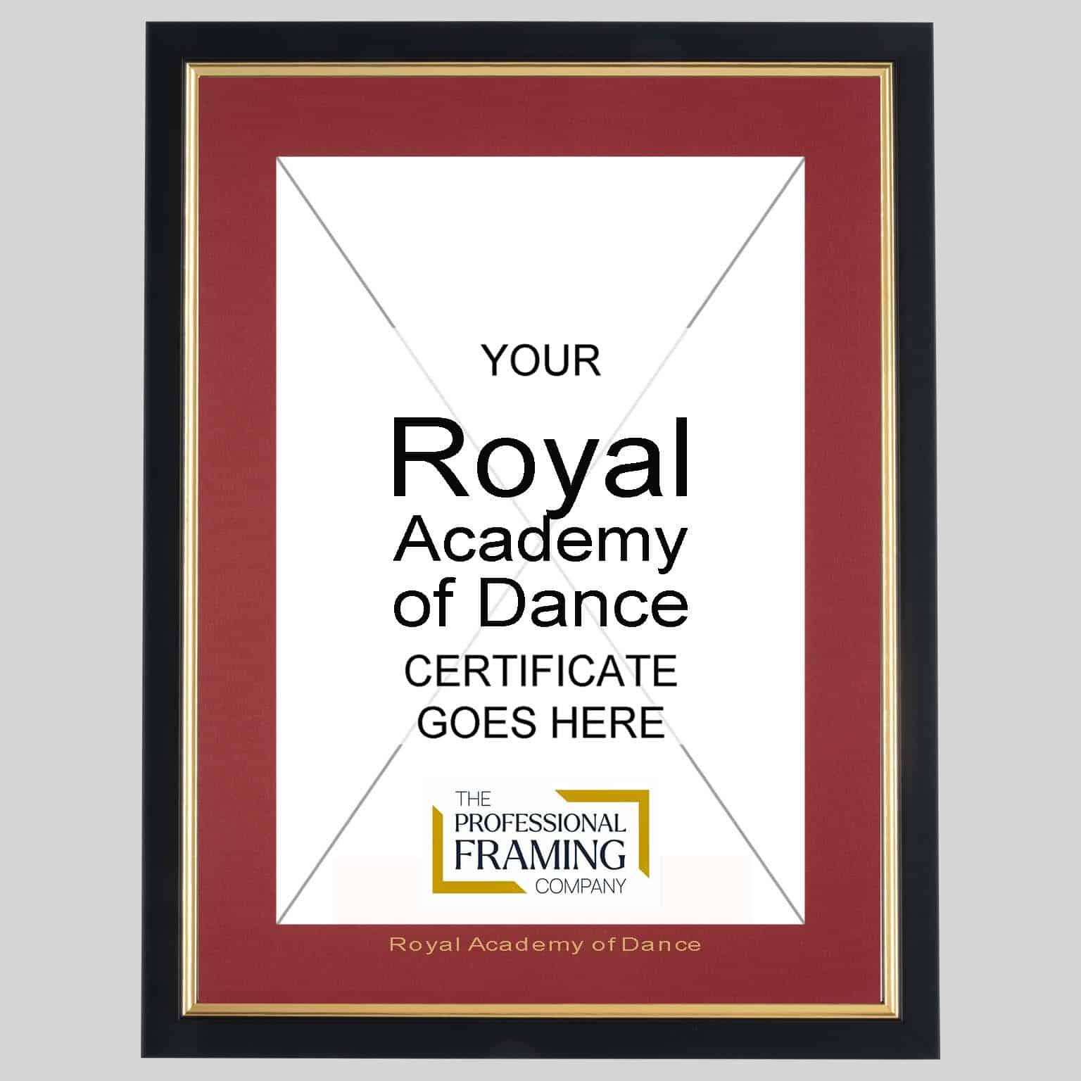 Royal Academy Of Dance Black and Gold A4 Certificate Frame Royal Academy Of Dance Black and Gold A4 Certificate Frame