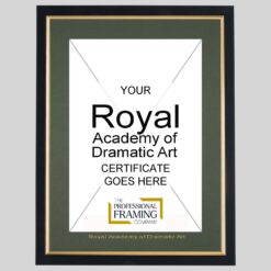 Royal Academy Of Dramatic Art Black and Gold A4 Certificate Frame