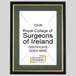 Royal College Of Surgeons Of Ireland Black and Gold A4 Certificate Frame